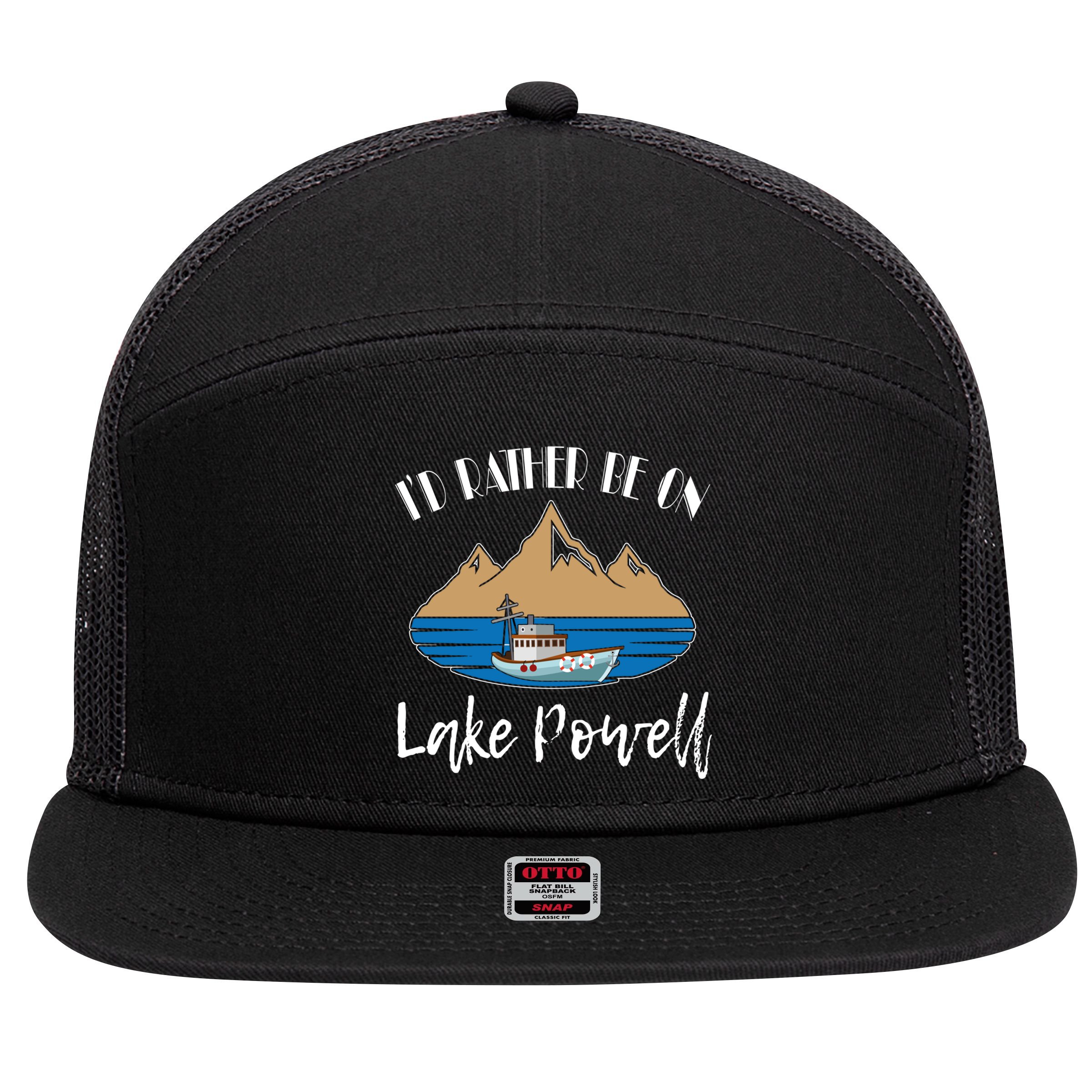I'd Rather Be On Lake Powell Family Vacation Cute Gift 7 Panel Mesh Trucker Snapback Hat