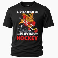 I'd Rather Be Playing Hockey With A Dragon For Hockey Great Gift Cooling Performance Crew T-Shirt
