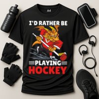 I'd Rather Be Playing Hockey With A Dragon For Hockey Great Gift Cooling Performance Crew T-Shirt