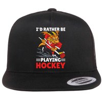 I'd Rather Be Playing Hockey With A Dragon For Hockey Great Gift Flat Bill Trucker Hat