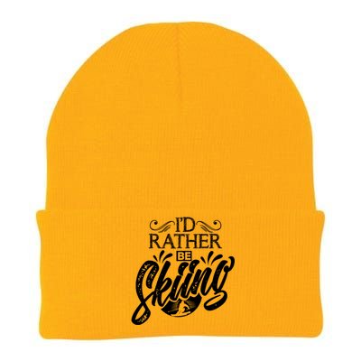 Id Rather Be Skiing Funny Snow Skiing Funny Gift Knit Cap Winter Beanie