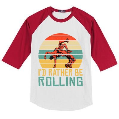 Id Rather Be Rolling Funny Mixed Martial Arts Gift Kids Colorblock Raglan Jersey