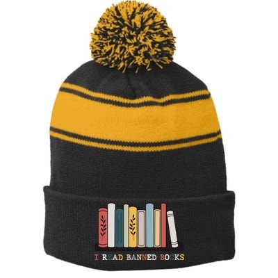 I Read Banned Books Week Librarian Reader Nerd Stripe Pom Pom Beanie