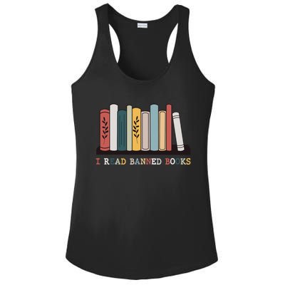 I Read Banned Books Week Librarian Reader Nerd Ladies PosiCharge Competitor Racerback Tank