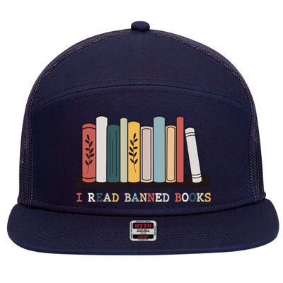 I Read Banned Books Week Librarian Reader Nerd 7 Panel Mesh Trucker Snapback Hat