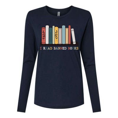 I Read Banned Books Week Librarian Reader Nerd Womens Cotton Relaxed Long Sleeve T-Shirt