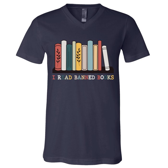 I Read Banned Books Week Librarian Reader Nerd V-Neck T-Shirt