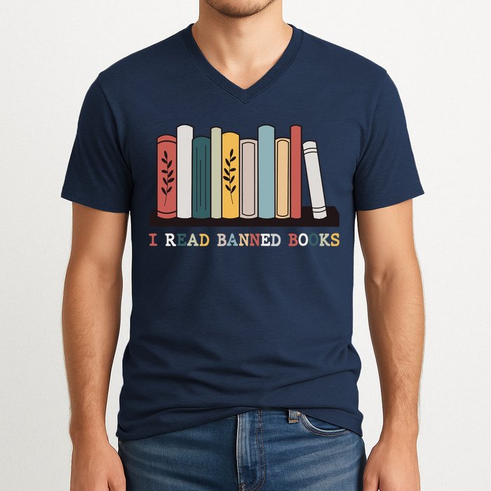 I Read Banned Books Week Librarian Reader Nerd V-Neck T-Shirt
