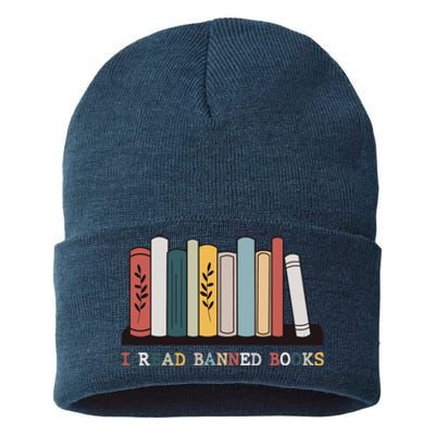 I Read Banned Books Week Librarian Reader Nerd Sustainable Knit Beanie