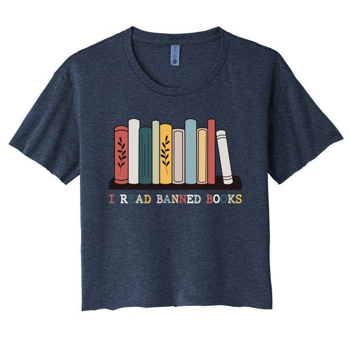 I Read Banned Books Week Librarian Reader Nerd Women's Crop Top Tee