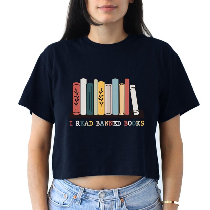 I Read Banned Books Week Librarian Reader Nerd Crop Top