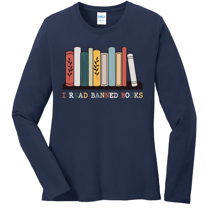 I Read Banned Books Week Librarian Reader Nerd Ladies Long Sleeve Shirt