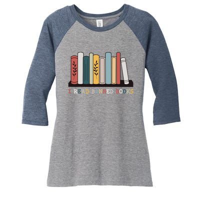 I Read Banned Books Week Librarian Reader Nerd Women's Tri-Blend 3/4-Sleeve Raglan Shirt