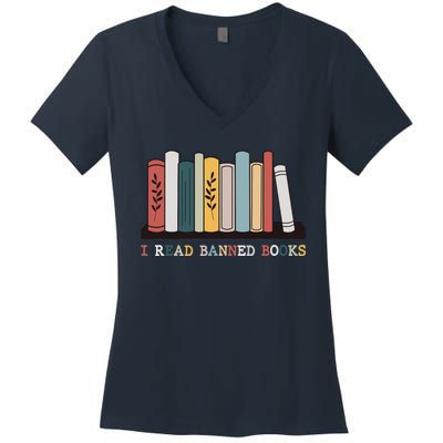 I Read Banned Books Week Librarian Reader Nerd Women's V-Neck T-Shirt