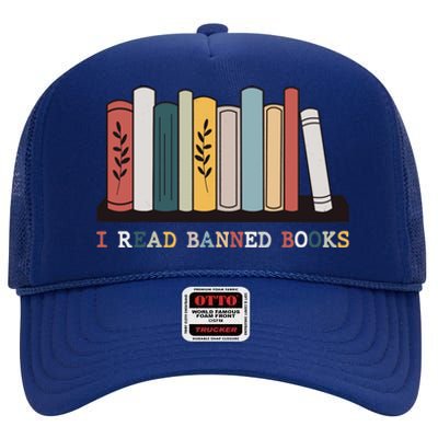 I Read Banned Books Week Librarian Reader Nerd High Crown Mesh Back Trucker Hat