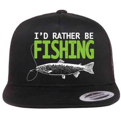 I'd Rather Be Fishing Funny Gift Trout And Salmon Fishing Lovers Flatbill Hat