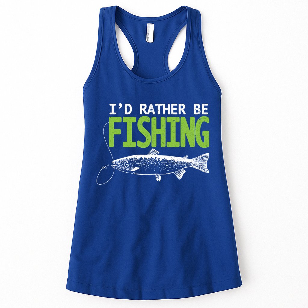 I'd Rather Be Fishing Funny Gift Trout And Salmon Fishing Lovers Womens Tank Top