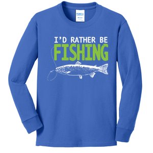 I'd Rather Be Fishing Funny Gift Trout And Salmon Fishing Lovers Kids Long Sleeve Shirt