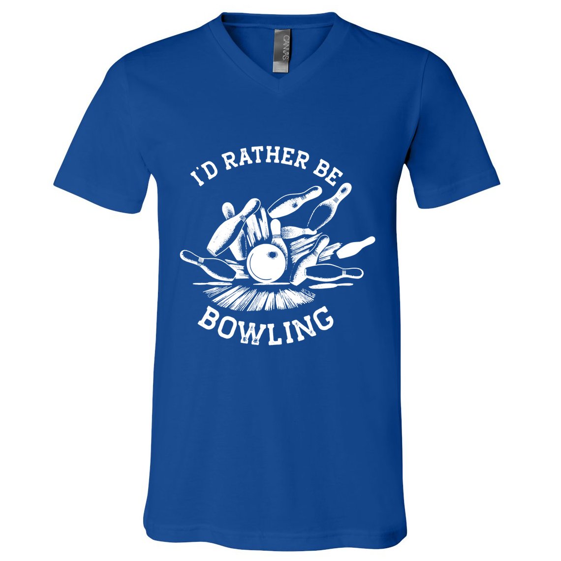 ID Rather Be Bowling Vintage 1950s Style For Bowling Cute Gift V-Neck T-Shirt