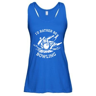 ID Rather Be Bowling Vintage 1950s Style For Bowling Cute Gift Ladies Essential Flowy Tank