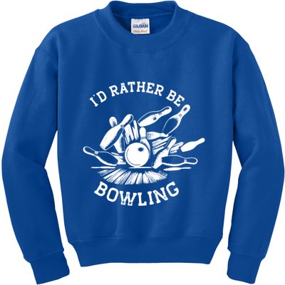 ID Rather Be Bowling Vintage 1950s Style For Bowling Cute Gift Kids Sweatshirt