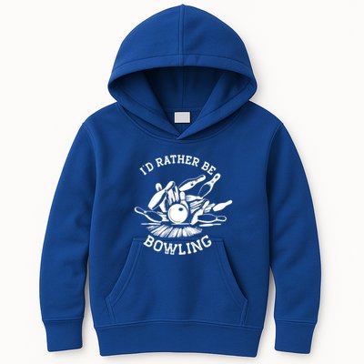 ID Rather Be Bowling Vintage 1950s Style For Bowling Cute Gift Kids Hoodie