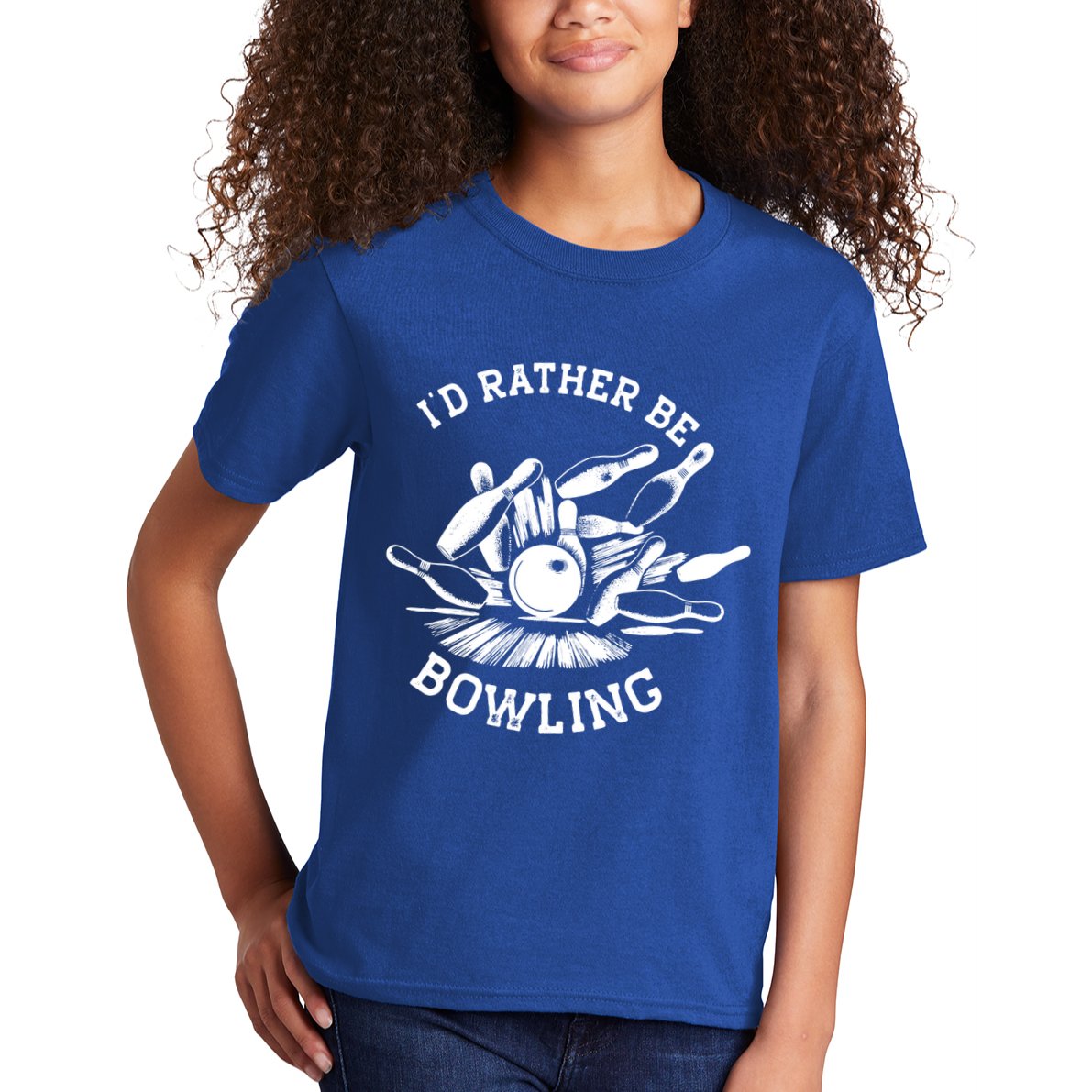 ID Rather Be Bowling Vintage 1950s Style For Bowling Cute Gift Kids T-Shirt