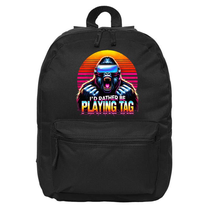 I’D Rather Be Playing Tag Gorilla Meme Vr Gamer 16 in Basic Backpack