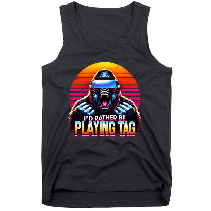 I’D Rather Be Playing Tag Gorilla Meme Vr Gamer Tank Top