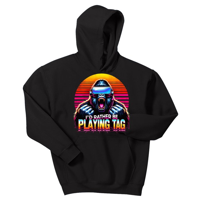 I’D Rather Be Playing Tag Gorilla Meme Vr Gamer Kids Hoodie