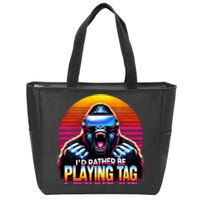 I’D Rather Be Playing Tag Gorilla Meme Vr Gamer Zip Tote Bag