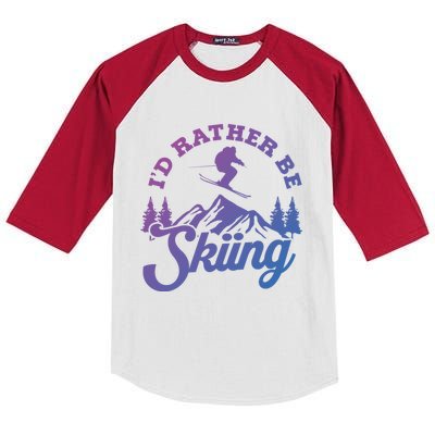 Id Rather Be Skiing Ski Skier Mountain Gift Kids Colorblock Raglan Jersey