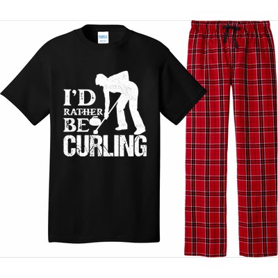 ID Rather Be Curling Ice Sport Broom Curler Gift Pajama Set