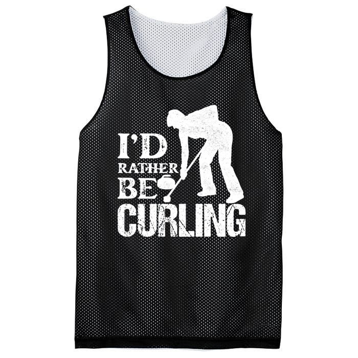 ID Rather Be Curling Ice Sport Broom Curler Gift Mesh Reversible Basketball Jersey Tank