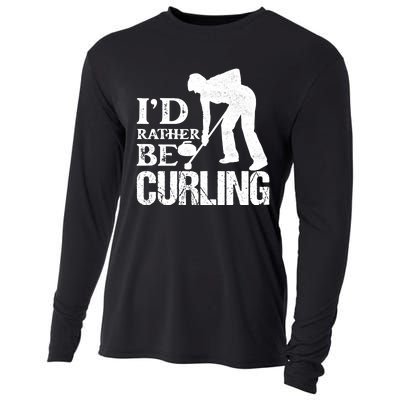 ID Rather Be Curling Ice Sport Broom Curler Gift Cooling Performance Long Sleeve Crew