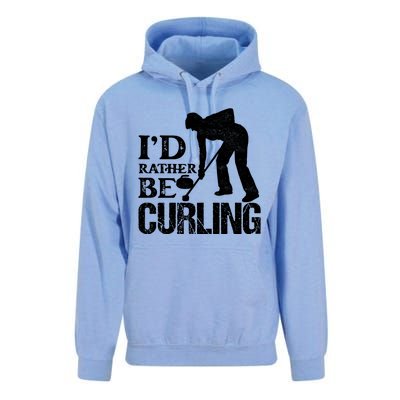 ID Rather Be Curling Ice Sport Broom Curler Gift Unisex Surf Hoodie