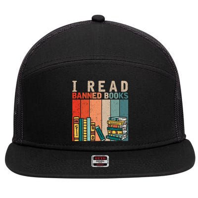 I Read Banned Books Reader Bookworm Gift 7 Panel Mesh Trucker Snapback Hat