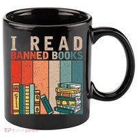 I Read Banned Books Reader Bookworm Gift 11oz C Handle Ceramic Mug