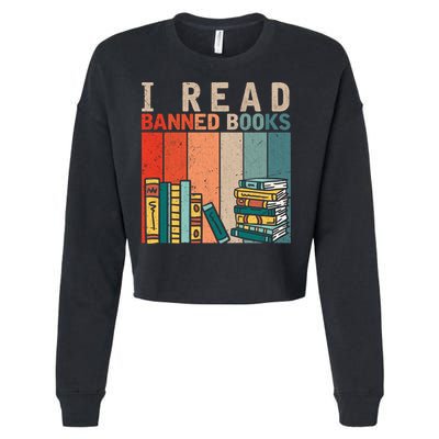 I Read Banned Books Reader Bookworm Gift Cropped Pullover Crew