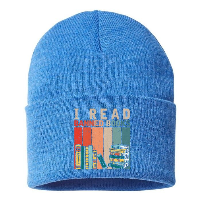 I Read Banned Books Reader Bookworm Gift Sustainable Knit Beanie