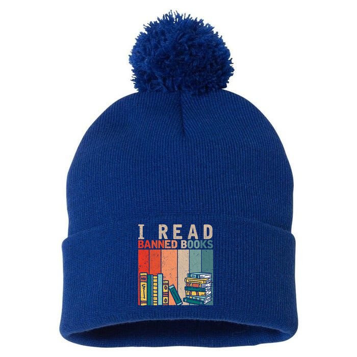 I Read Banned Books Reader Bookworm Gift Pom Pom 12in Knit Beanie