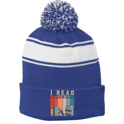 I Read Banned Books Reader Bookworm Gift Stripe Pom Pom Beanie