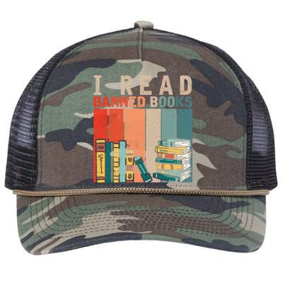 I Read Banned Books Reader Bookworm Gift Retro Rope Trucker Hat Cap