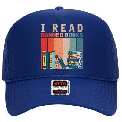 I Read Banned Books Reader Bookworm Gift High Crown Mesh Back Trucker Hat