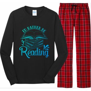 Id Rather Be Reading Book Lover Pile Of Books Gift Long Sleeve Pajama Set