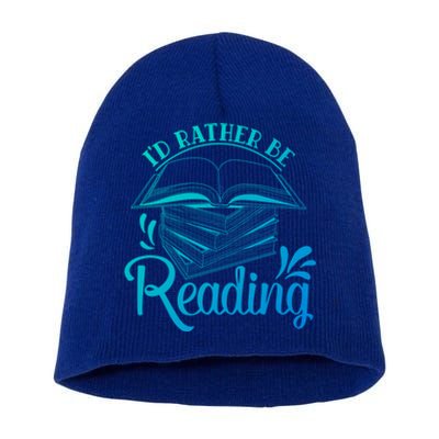 Id Rather Be Reading Book Lover Pile Of Books Gift Short Acrylic Beanie