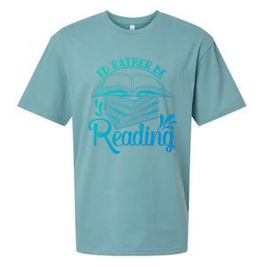 Id Rather Be Reading Book Lover Pile Of Books Gift Sueded Cloud Jersey T-Shirt