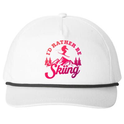 Id Rather Be Skiing Ski Skier Mountain Gift Snapback Five-Panel Rope Hat