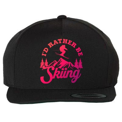 Id Rather Be Skiing Ski Skier Mountain Gift Wool Snapback Cap