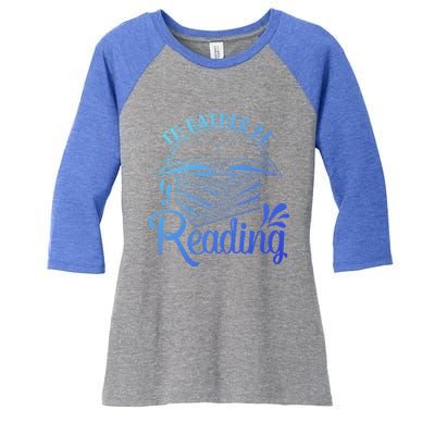 Id Rather Be Reading Book Lover Pile Of Books Gift Women's Tri-Blend 3/4-Sleeve Raglan Shirt